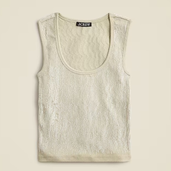 J crew muted fern Vintage rib sequin-embellished tank top - Picture 1 of 2
